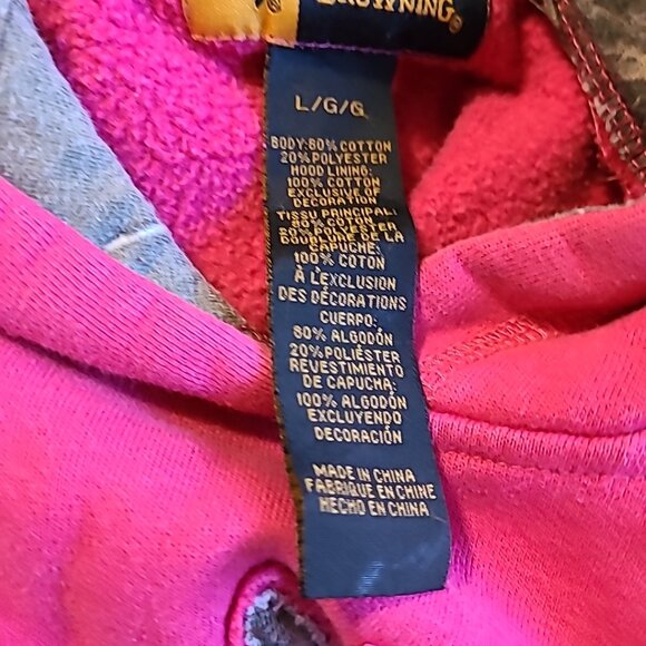 Browning Girl's Hoodie Pink Camo Buck Logo Size‎ Large Pullover Sweatshirt - Picture 5 of 5